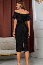 Load image into Gallery viewer, Layered Off-Shoulder Slit Bandage Dress