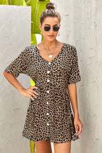 Load image into Gallery viewer, Leopard Print Button Dress