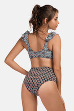 Load image into Gallery viewer, Printed Square Neck Ruffled Bikini Set