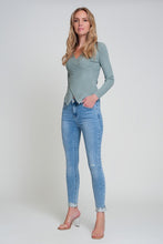 Load image into Gallery viewer, Ribbed Wrap Sweater With V-Neck
