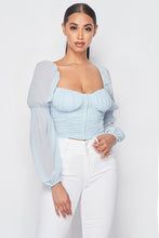 Load image into Gallery viewer, Ruched Bell Sleeve Smocked Top