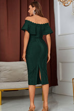 Load image into Gallery viewer, Layered Off-Shoulder Slit Bandage Dress