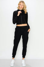 Load image into Gallery viewer, Solid Cropped Hoodie Jogger Set