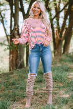 Load image into Gallery viewer, Striped Round Neck Dropped Shoulder Top