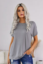 Load image into Gallery viewer, Round Neck Short Sleeve Solid Color Tee