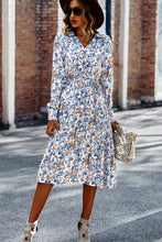 Load image into Gallery viewer, Printed Button Front Belted Tiered Shirt Dress