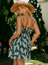 Load image into Gallery viewer, Plus Size Feather Print Spaghetti Strap Tie Waist Dress