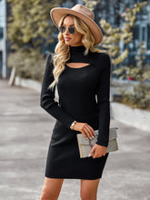 Load image into Gallery viewer, Cutout High Neck Ribbed Sweater Dress