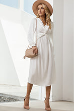 Load image into Gallery viewer, Twist Front V-Neck Flounce Sleeve Dress
