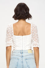 Load image into Gallery viewer, Chocolate USA Lace Half Sleeve Sweetheart Neck Cropped Top