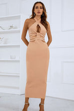 Load image into Gallery viewer, Crisscross Gathered Detail Cutout Tie-Back Bandage Dress