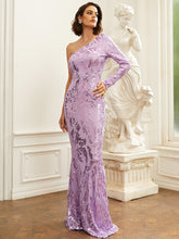 Load image into Gallery viewer, Sequin One-Sleeve Floor-Length Dress
