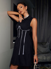 Load image into Gallery viewer, Contrast Rhinestone Detail Sleeveless Shirt Dress