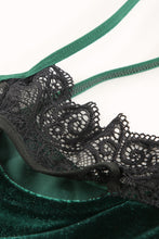 Load image into Gallery viewer, Contrast Lace Velvet Cutout Halter Neck Babydoll Set