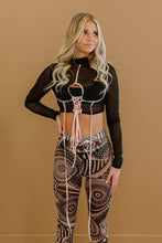 Load image into Gallery viewer, Lace-Up Cropped Top and Printed Leggings Set