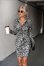 Load image into Gallery viewer, Leopard Half-Zip Mini Dress