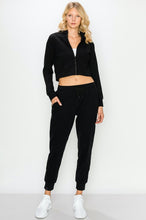 Load image into Gallery viewer, Solid Cropped Hoodie Jogger Set