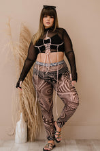 Load image into Gallery viewer, Lace-Up Cropped Top and Printed Leggings Set