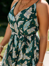 Load image into Gallery viewer, Plus Size Feather Print Spaghetti Strap Tie Waist Dress