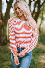 Load image into Gallery viewer, Striped Round Neck Dropped Shoulder Top