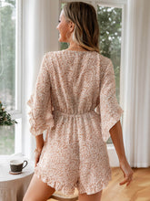 Load image into Gallery viewer, Ditsy Floral Bell Sleeve Tie-Front Romper