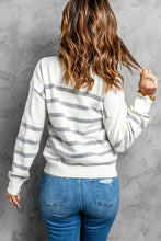 Load image into Gallery viewer, Striped Round Neck Button-Up Cardigan