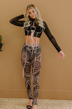 Load image into Gallery viewer, Lace-Up Cropped Top and Printed Leggings Set