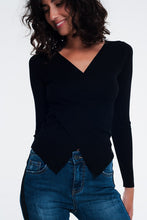Load image into Gallery viewer, Ribbed Wrap Sweater With V-Neck