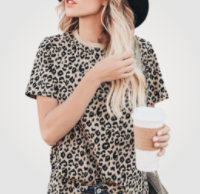 Load image into Gallery viewer, Round neck T shirt Tops Leopard Print