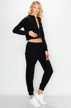 Load image into Gallery viewer, Solid Cropped Hoodie Jogger Set