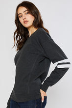 Load image into Gallery viewer, Fleece Stripe Sleeve Sweatshirt