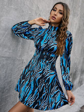 Load image into Gallery viewer, Printed Long Sleeve Mock Neck Mini Dress