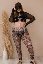 Load image into Gallery viewer, Lace-Up Cropped Top and Printed Leggings Set