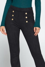 Load image into Gallery viewer, Suede Sailor Button Skinny Pants