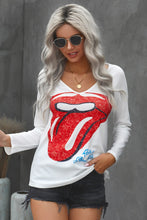 Load image into Gallery viewer, Lips Graphic V-neck T-Shirt