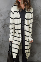 Load image into Gallery viewer, Striped Open Front Rib-Knit Duster Cardigan