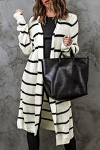 Load image into Gallery viewer, Striped Open Front Rib-Knit Duster Cardigan