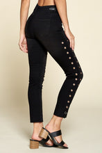 Load image into Gallery viewer, Cropped Skinny Jeans with Silver Cutouts