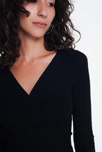 Load image into Gallery viewer, Ribbed Wrap Sweater With V-Neck