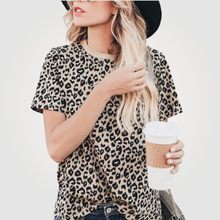 Load image into Gallery viewer, Round neck T shirt Tops Leopard Print