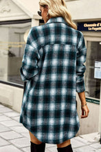 Load image into Gallery viewer, Plaid Curved Hem Longline Shirt Jacket