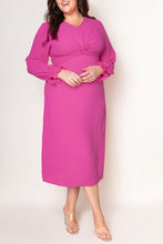 Load image into Gallery viewer, Twist Front V-Neck Flounce Sleeve Dress