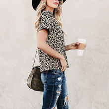 Load image into Gallery viewer, Round neck T shirt Tops Leopard Print