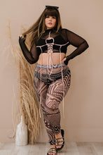 Load image into Gallery viewer, Lace-Up Cropped Top and Printed Leggings Set