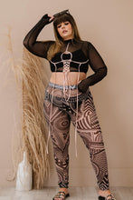 Load image into Gallery viewer, Lace-Up Cropped Top and Printed Leggings Set