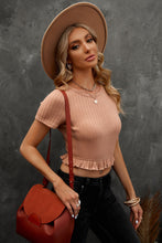 Load image into Gallery viewer, Ruffle Hem Round Neck Cropped Top