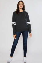 Load image into Gallery viewer, Fleece Stripe Sleeve Sweatshirt