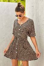 Load image into Gallery viewer, Leopard Print Button Dress