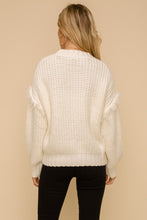 Load image into Gallery viewer, Cable Knit Fringe Detailed Sweater