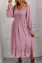 Load image into Gallery viewer, Swiss Dot Smocked Ruffle Hem Flounce Sleeve Dress